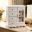 Armoire à bijoux blanche avec 4 tiroirs et 1 porte avec cadre photo