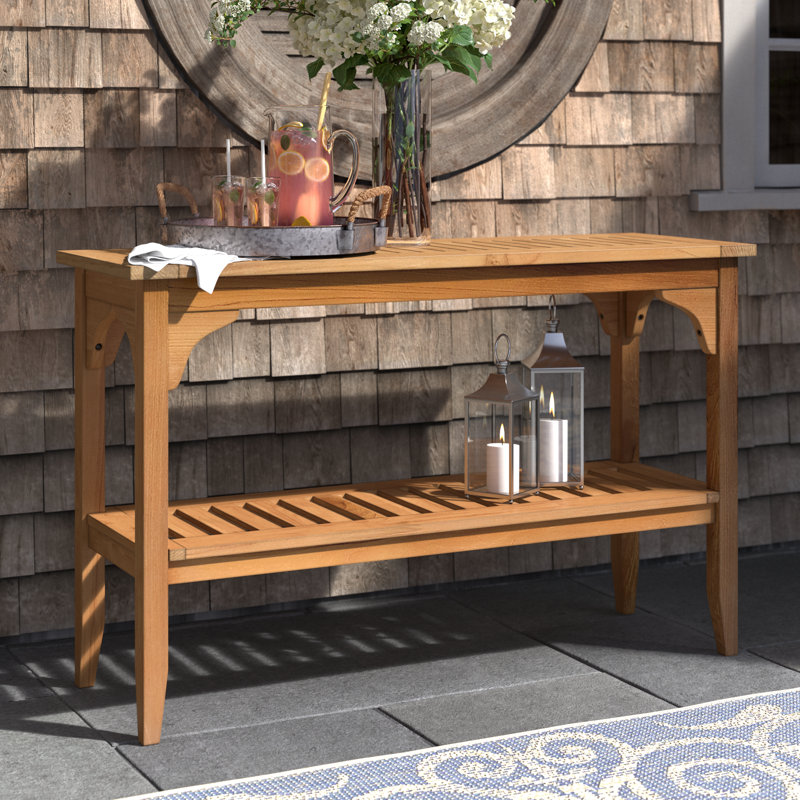 Summerton Rectangular Teak Outdoor Buffet & Console Table , 47.25'' in. W 16'' in. D, Natural