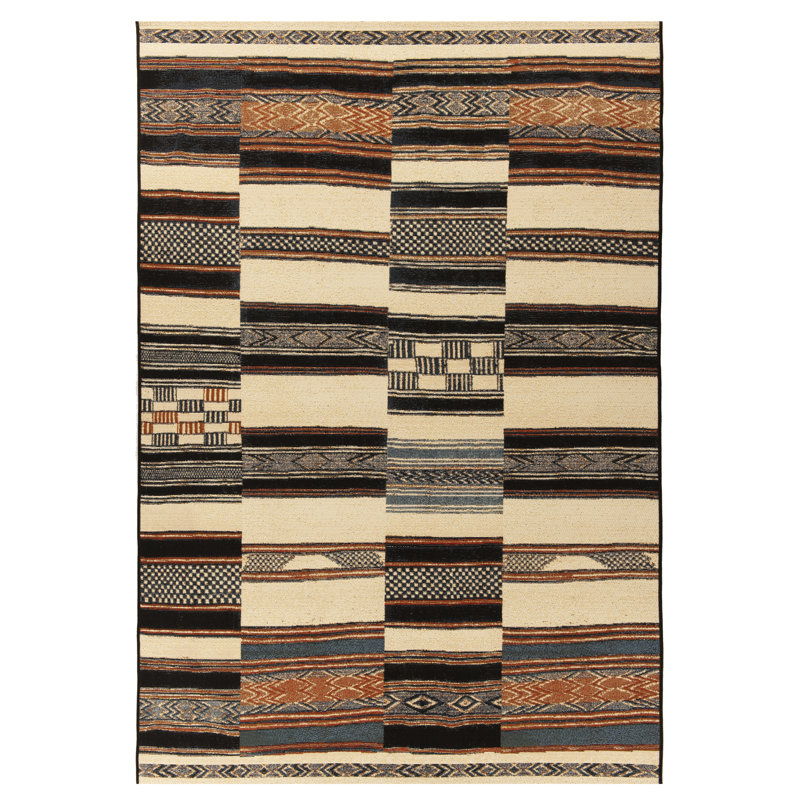 Dermot Flatweave Beige/Grey Rug, Rectangle 60 x 100cm