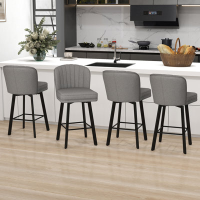26" Swivel Counter Height Bar Stools With Backs For Kitchen Island