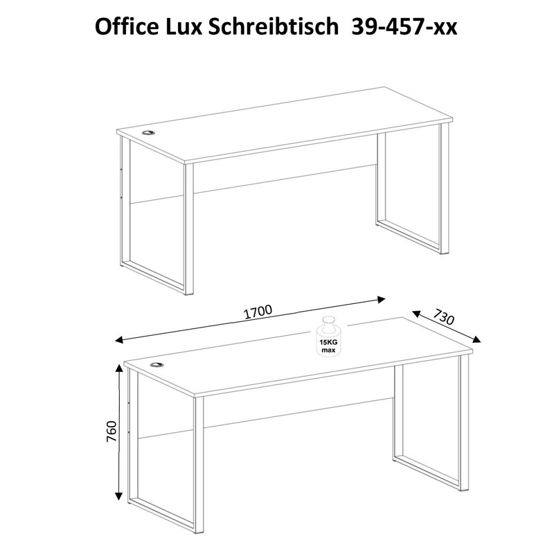 Tallahassee 170cm W Rectangular Desk Shell