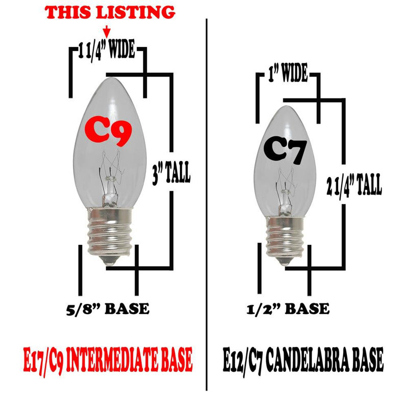 Ampoule incandescente 7 watts, c9, base e17/intermédiaire