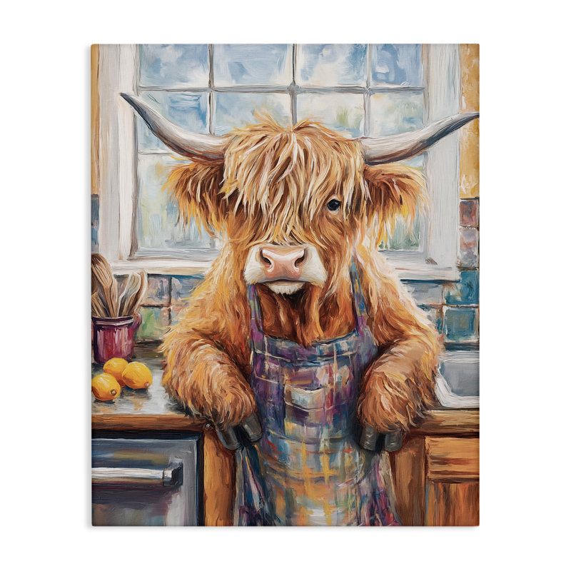 «Kitchen Time Chef Cow Canvas», conception par Nina Blue, H 30 po x l 24 po