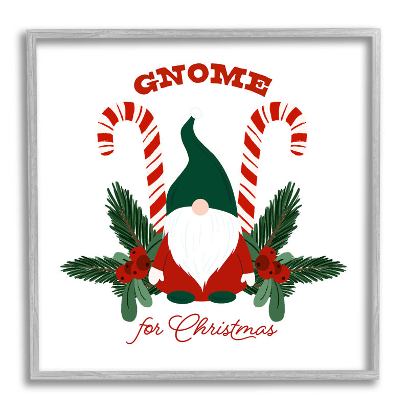 Gnome for Christmas Candy Canes, art de la giclée encadrée par The Morning Evening Post, H 12 po x l 12 po x P 1,5 po
