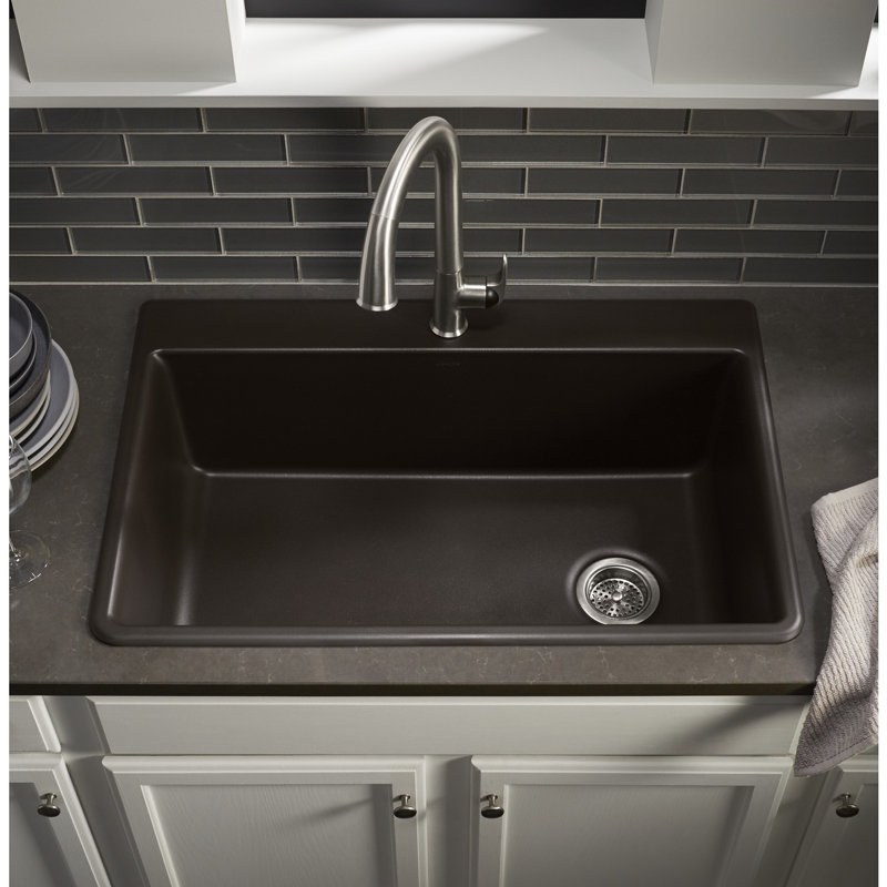 Kennon™ 33" x 22" x 10-1/8" Neoroc™ Under-Mount Single-Bowl Kitchen Sink, Matte Brown