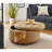 30in Round Storage Ottoman Coffee Table Linen Upholstered Ottoman with Nailhead Trim Large Storage Foot Rest Stool for Living Room Bedroom Orange-1029487309