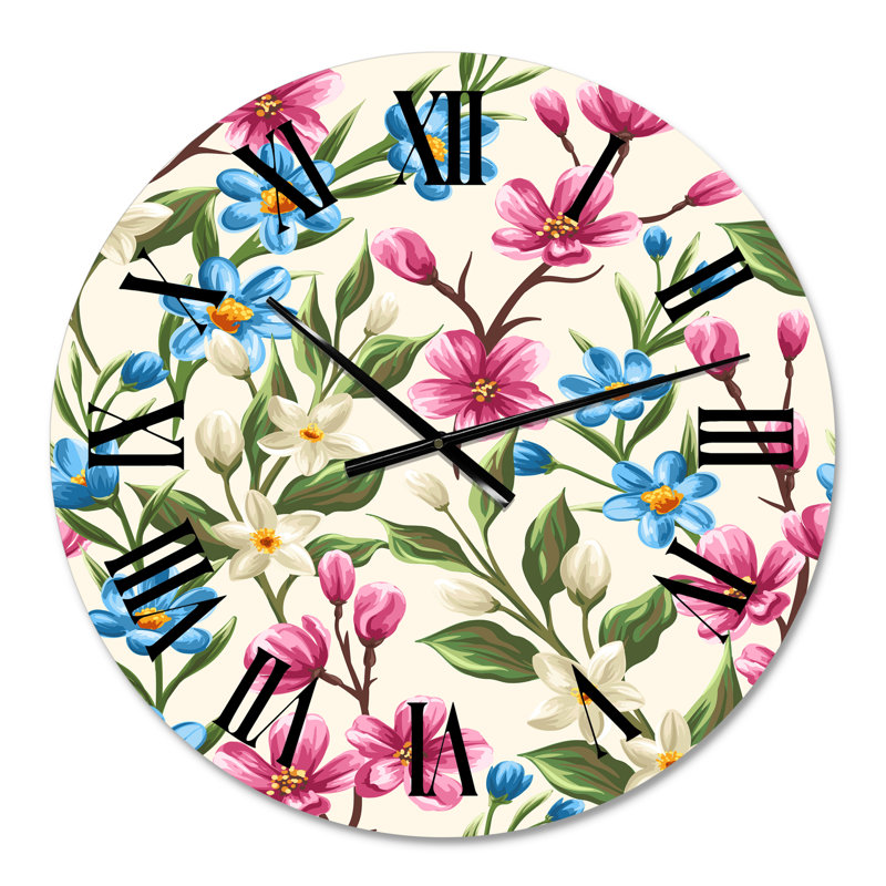 Horloge murale rétro rose et bleu, Petit