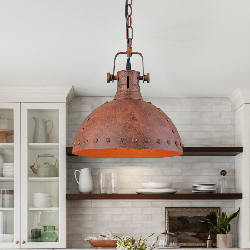 1-light Metal Dome Single Pendant