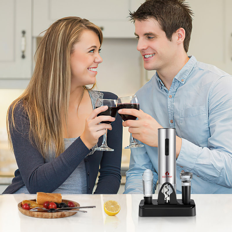 Stainless Steel Rechargeable Electric Wine Bottle Opener Set with Foil Cutter
