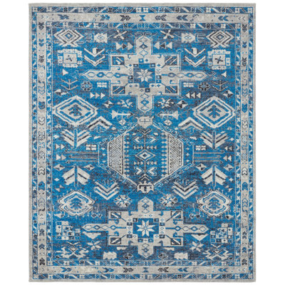 Maragni Hand Knotted Wool Oriental Area Rug in Blue