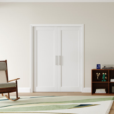 Interior French Doors Modern Closet Door Manufacture Wood Pantry Door Primed With Adjustable Ball Catch/Handle