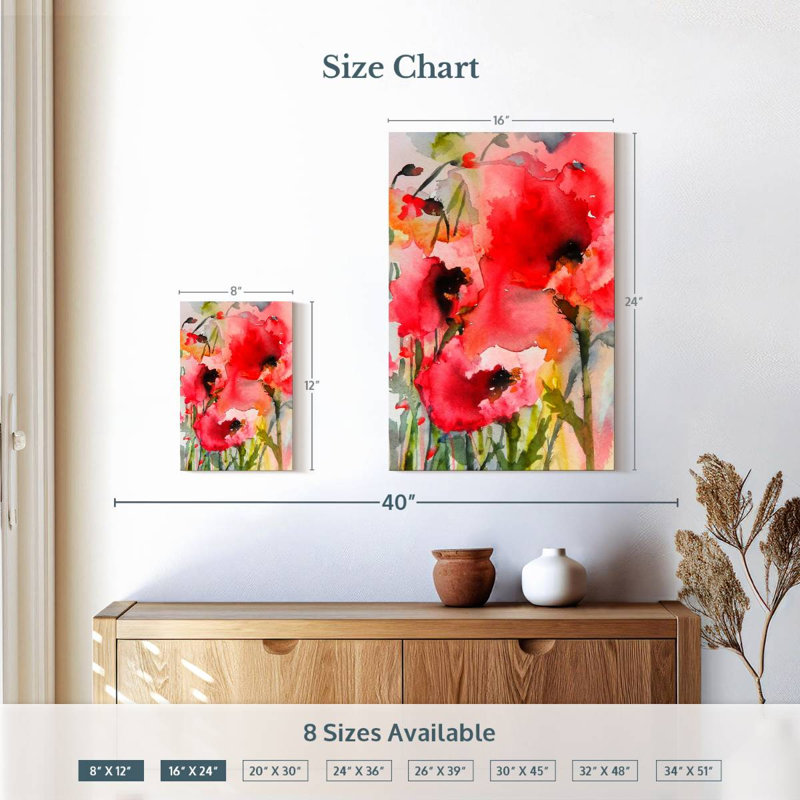 Coquelicots d'été Avery I, H 12 po x l 8 po