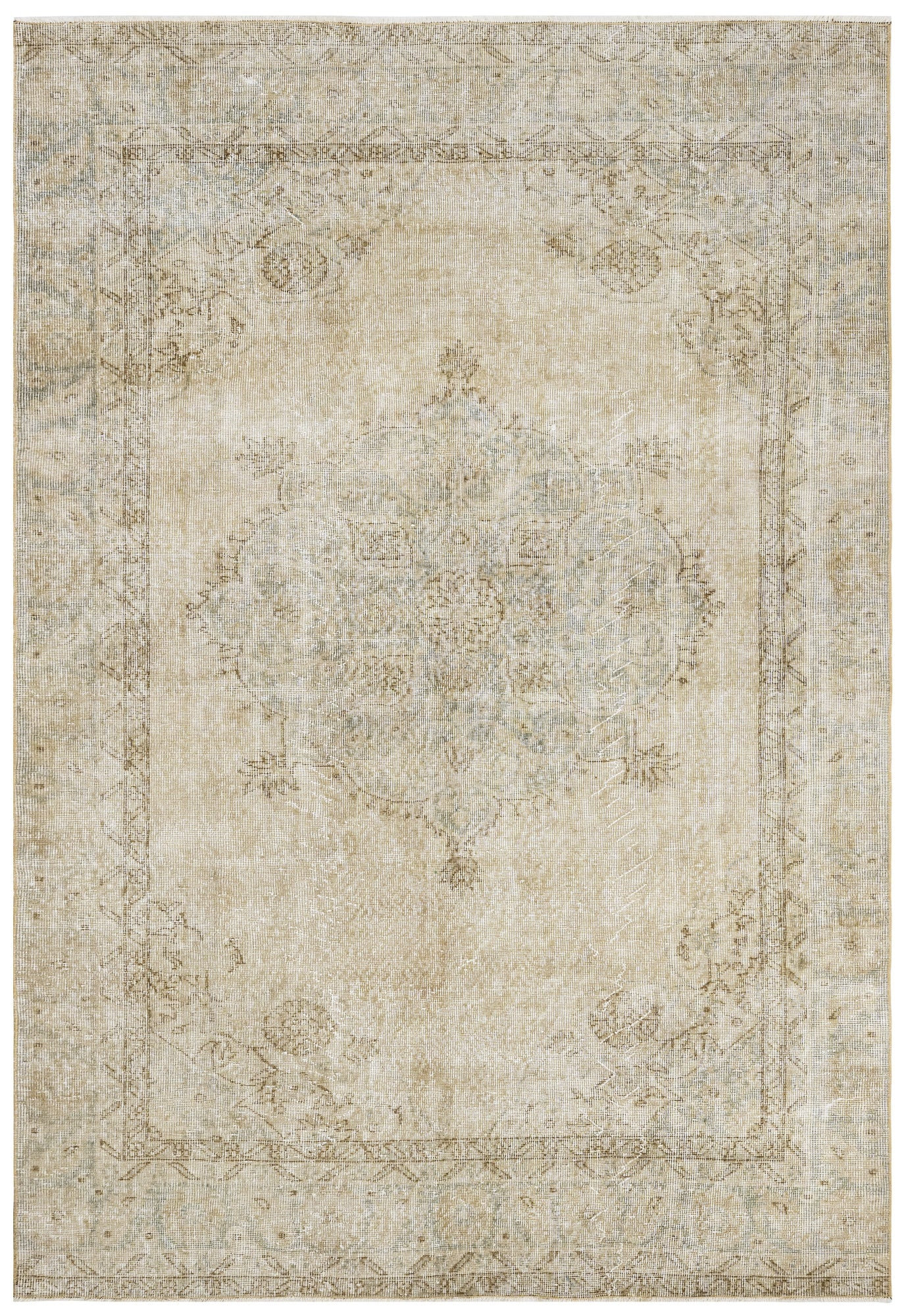 Lofy Vintage Brown Oriental Wool And Cotton Handmade Area Rug 203 X 310 ...