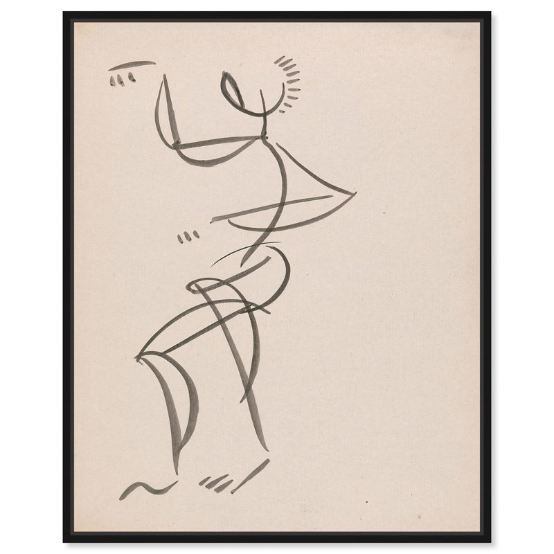 Figuratif rétro Dancing figure II par Art Remedy, H 21 po x l 17 po, Cadre flottant noir