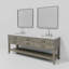 Ensemble de meuble-lavabo double l 84 po x P 22 po avec dessus en quartz blanc, miroirs 36 po et robinet chromé Norwalk-113388041-82340208