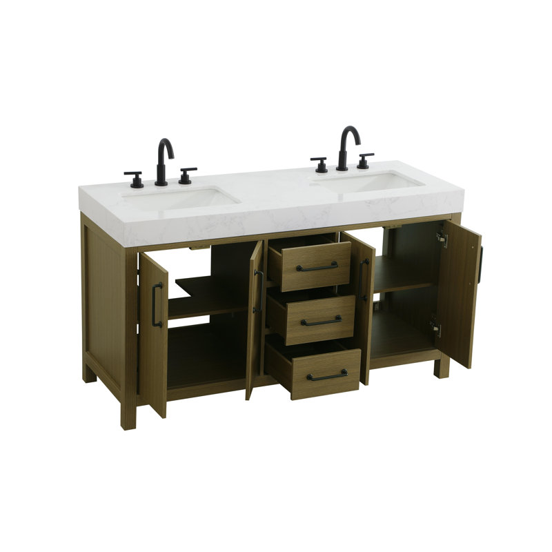 Meuble-lavabo double 60 po_Traditional_VF60660, Brun châtaigne