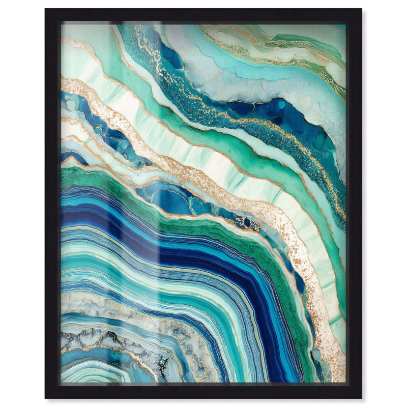 Art abstrait bleu sarcelle abstrait Agate II bleu sarcelle par Art Remedy, H 21 po x l 17 po, Noir