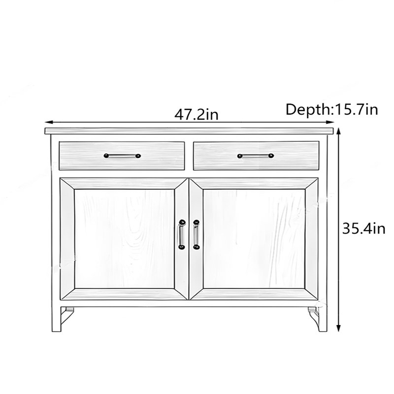 Armoire d'entrée en bois massif American Country, H 35,4 po x l 47,2 po x P 15,7 po