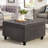 Large Square Storage Ottoman With Wooden Legs, Upholstered Button Tufted Coffee Table With Nail Trims-1020120623
