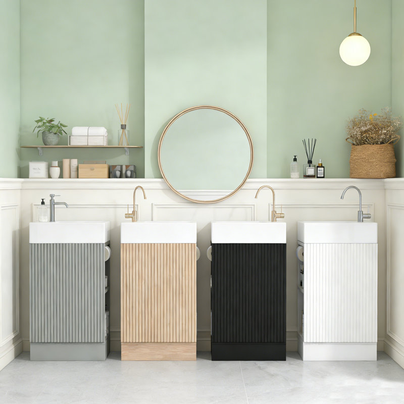   Sangre 18.6" Modern Single Bathroom Vanity Set, Reversible Bathroom Storage Cabinet for Small Space  ﻿, Black