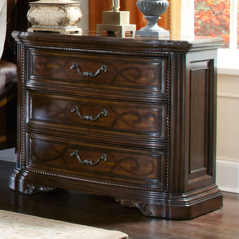 Valencia Traditional Brown 3-Drawer Nightstand