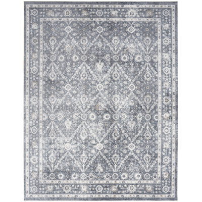 Nourison Astra Machine Washable Dark Blue Vintage Indoor Rug