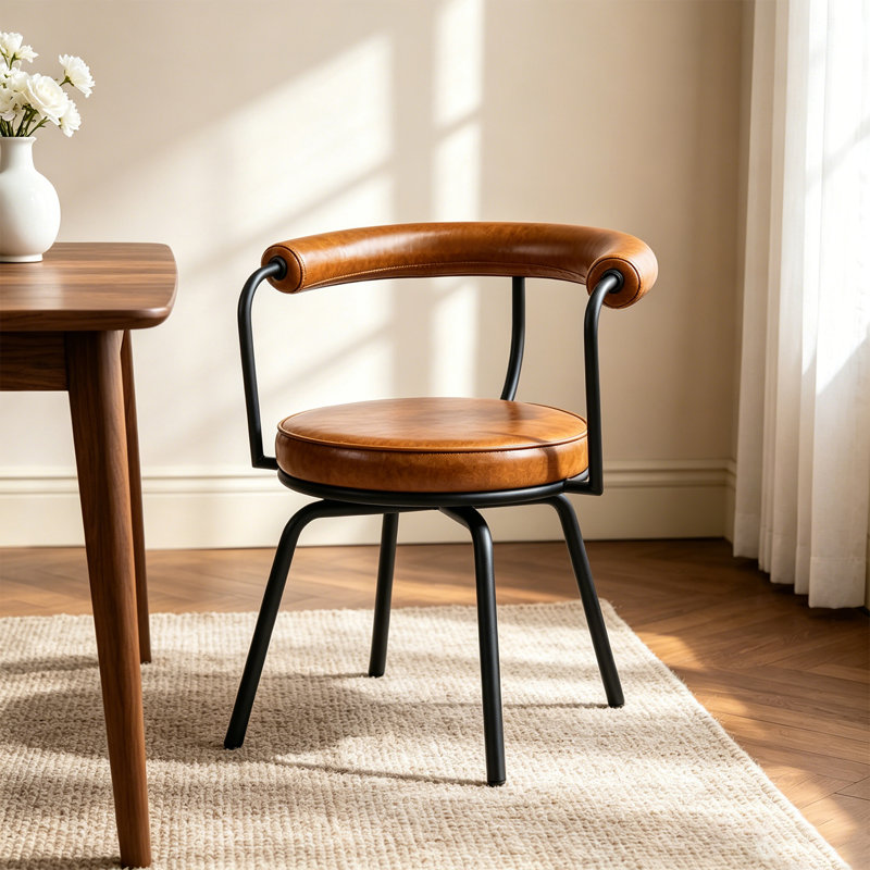 Chaise pivotante rembourrée en polyuréthane Abisan Bauhaus, Brun
