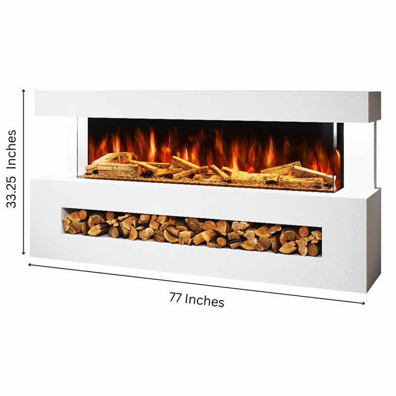 Davinci Stone Effect Freestanding Electric Fireplace Suite | 1500mm 3-sided Led Electric Fire with Panoramic Flame | Remote & App Control | Led Side Light