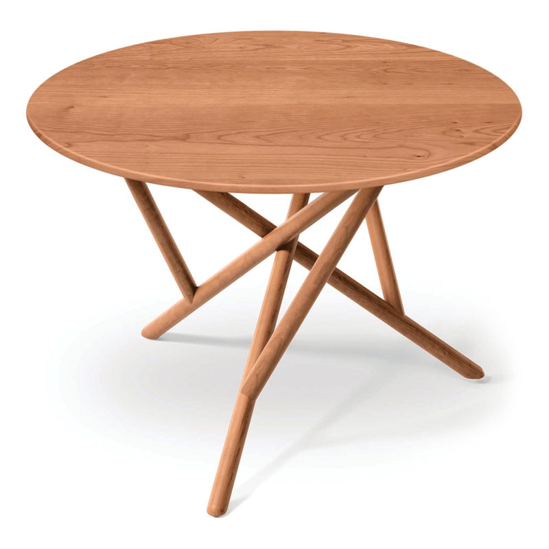 Baton - Table ronde à plateau fixe, H 30 po x L 48 po x l 48 po, Cerisier naturel, Cerisier naturel