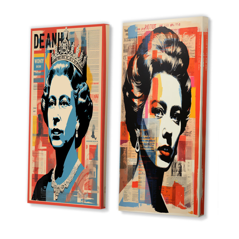«Royal Remix Queen Elizabeth Popart II», ensemble de 2 impressions sur magazines, Toile tendue, H 40 po x l 41 po