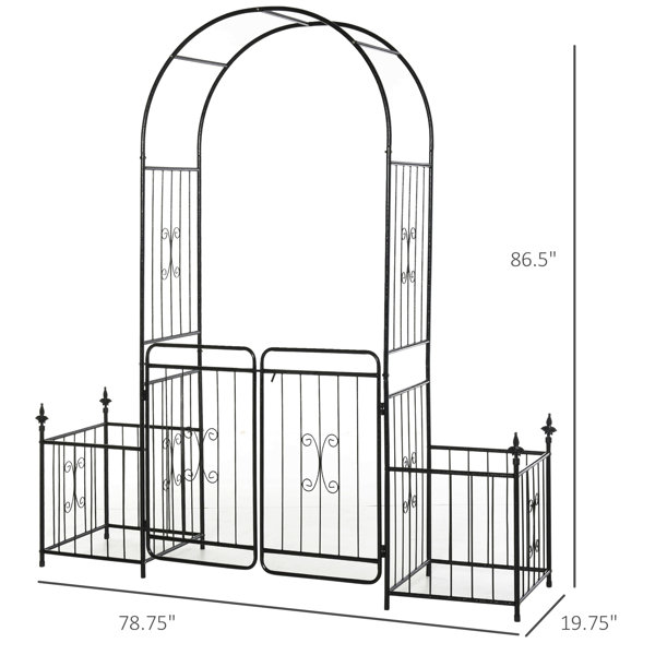 Gracie Oaks 86" Garden Arbor Arch Gate With Trellis Sides For Climbing ...