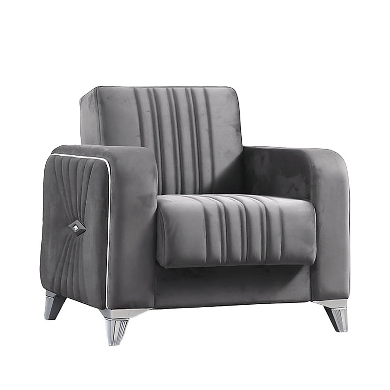 Fauteuil Levante, Velours gris clair