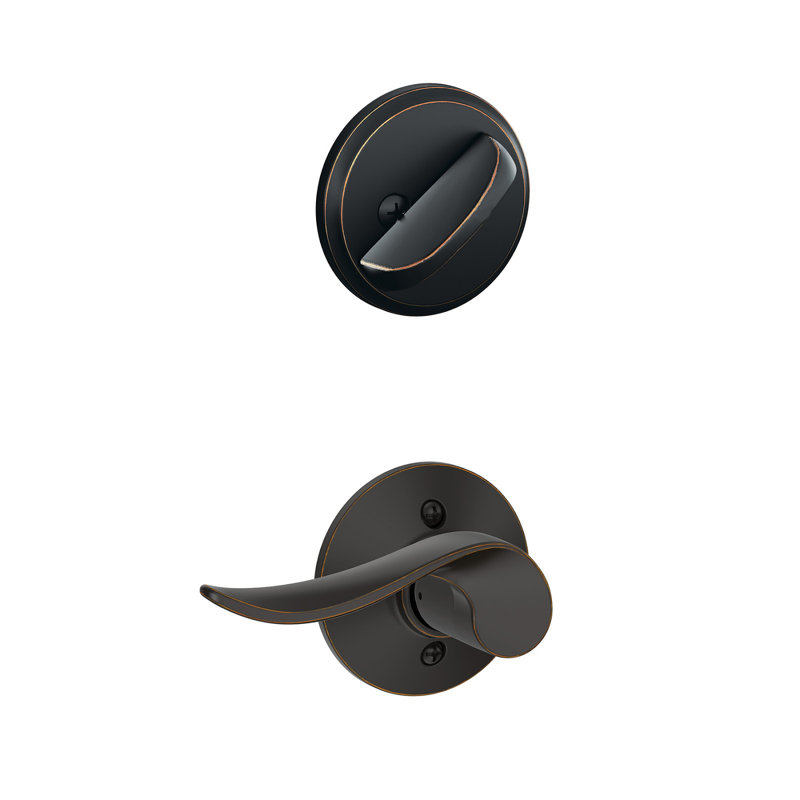 Sacramento Single Cylinder Interior Lever Set (Exterior Portion Sold Separately), Right Hand, Aged Bronze