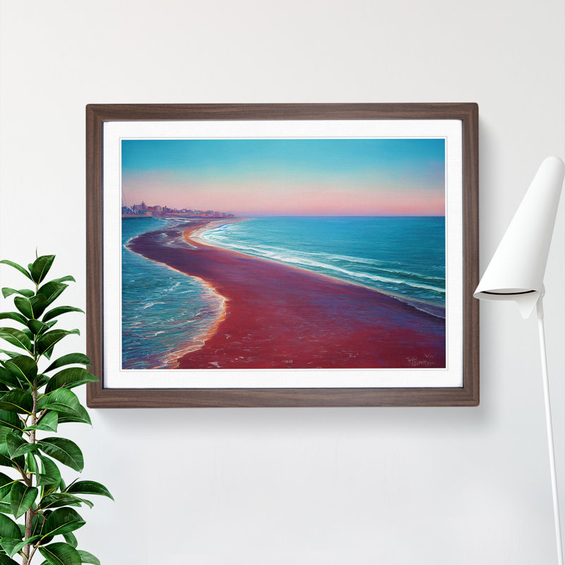 Beach Path - Single Picture Frame Painting, 46cm H x 64cm W x 2cm D, Walnut