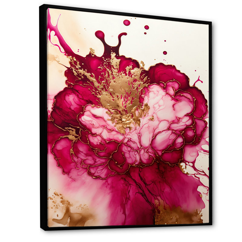 «Celebration In Raspberry Blush III», reproduction sur toile, L 16 po x H 32 po, Toile avec cadre flottant noir