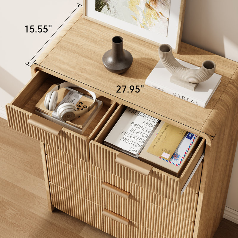 6-Drawer Dresser For Bedroom, 44'' Tall Modern Chest Of Drawers TV Stand, Wood Storage Dresser Organizer For Living Room, Hallway