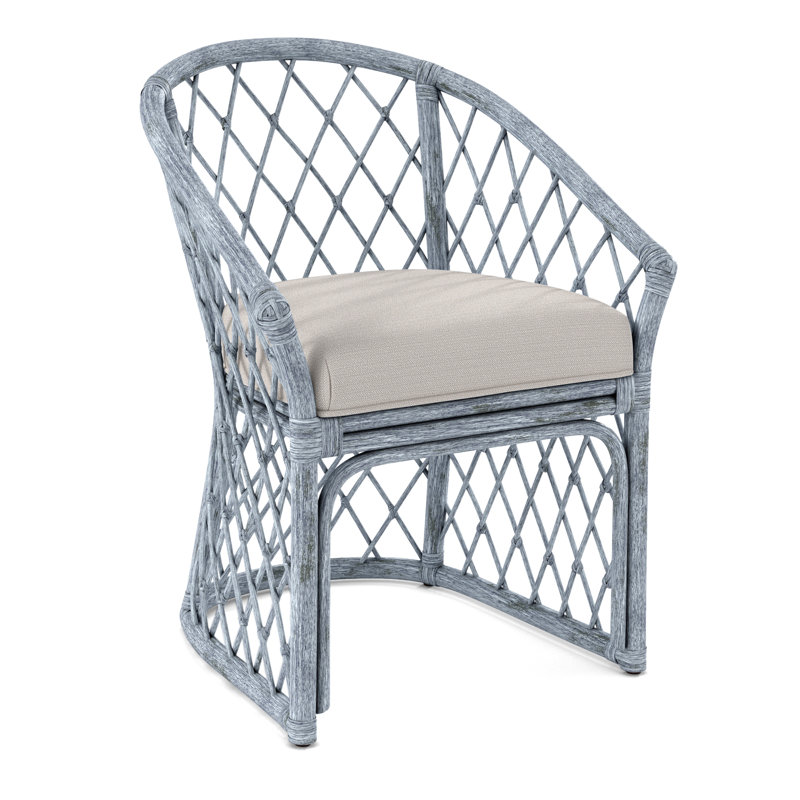 Raleigh Dining Armchair, White Textured Performance; 0865-91, Sea Glass