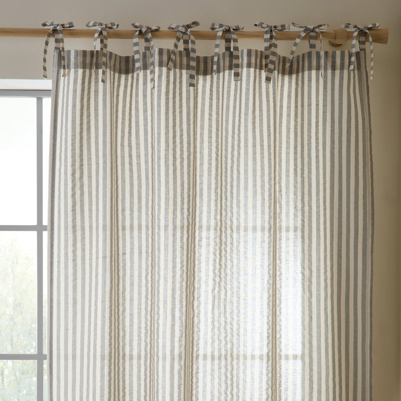 Cotton Blend Semi Sheer Single Curtain Panel, Grey, 140x183cm