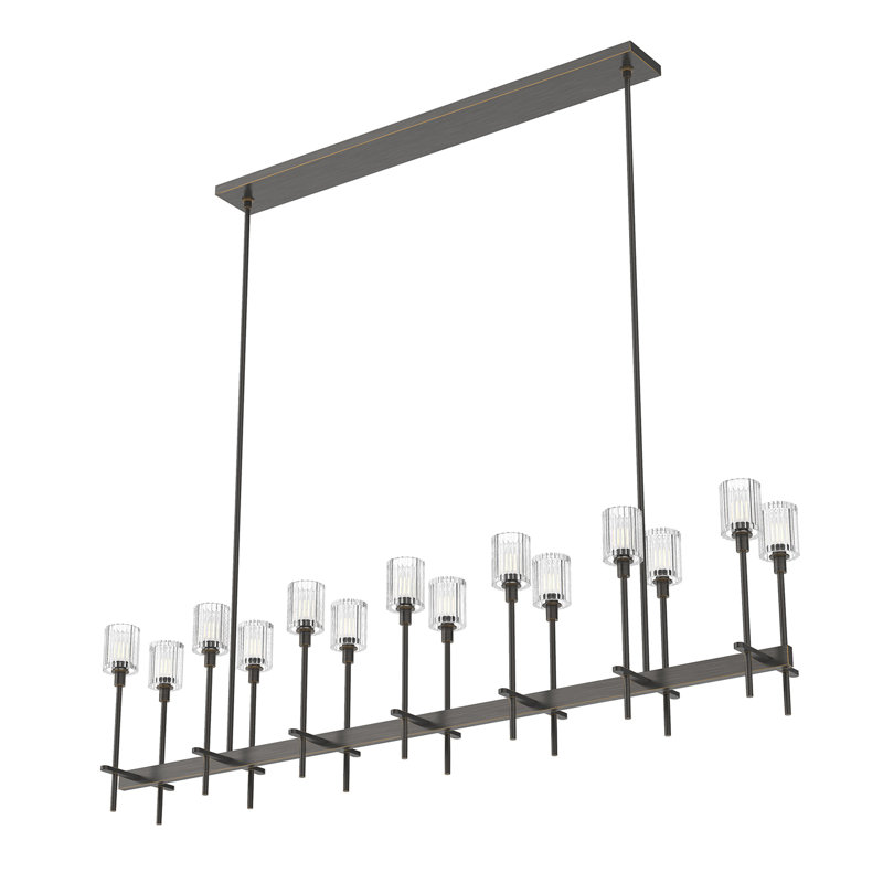Salita 14 - Light Pendant, Ribbed Crystal, Urban Bronze