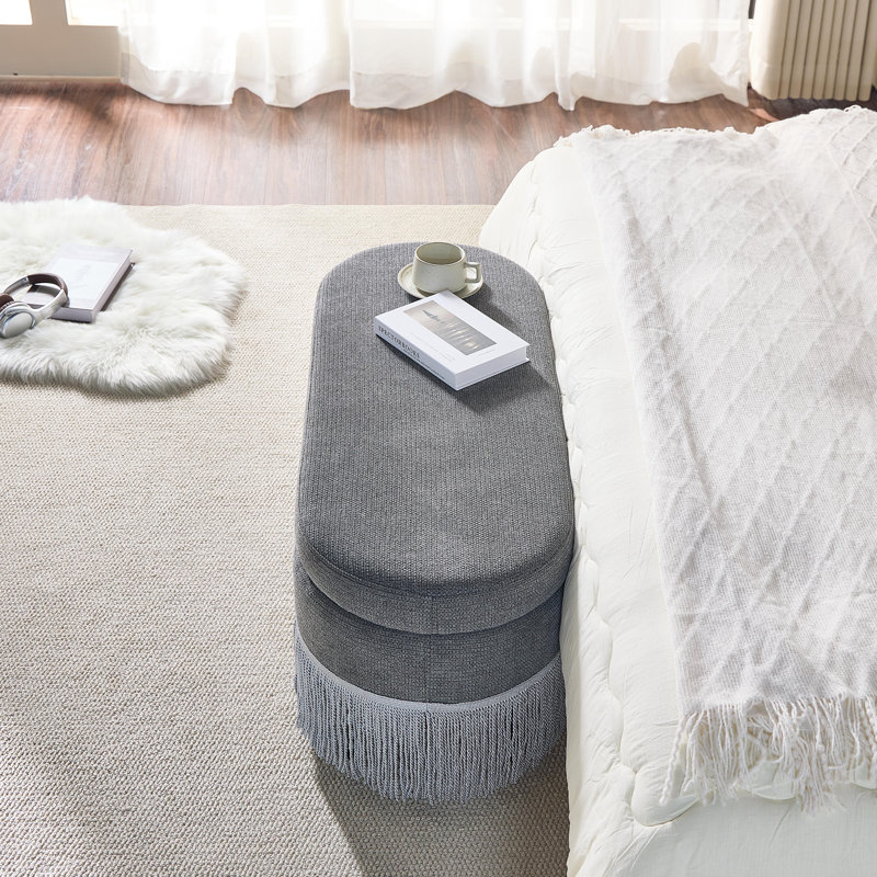 39" W Upholstered Storage Bench with Lift-Top Lid, Gray
