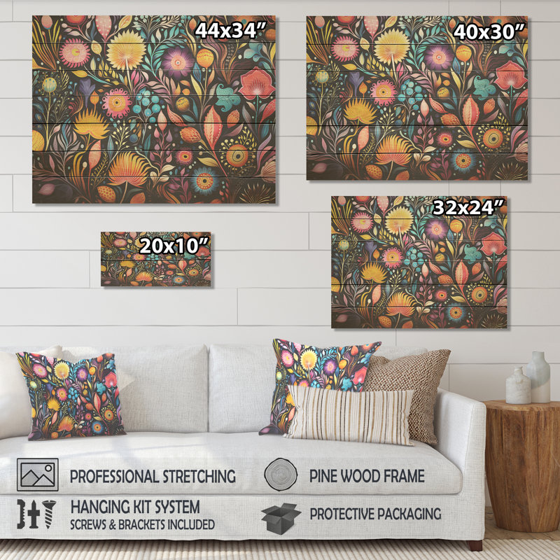 Coral Marine Treasures Pattern - Coral On Wood Print, 10" H x 20" W x 0.78" D