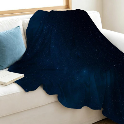 Blue Ultra Soft Flannel Fleece Throw Blanket,Dark Night Single-Sided Print