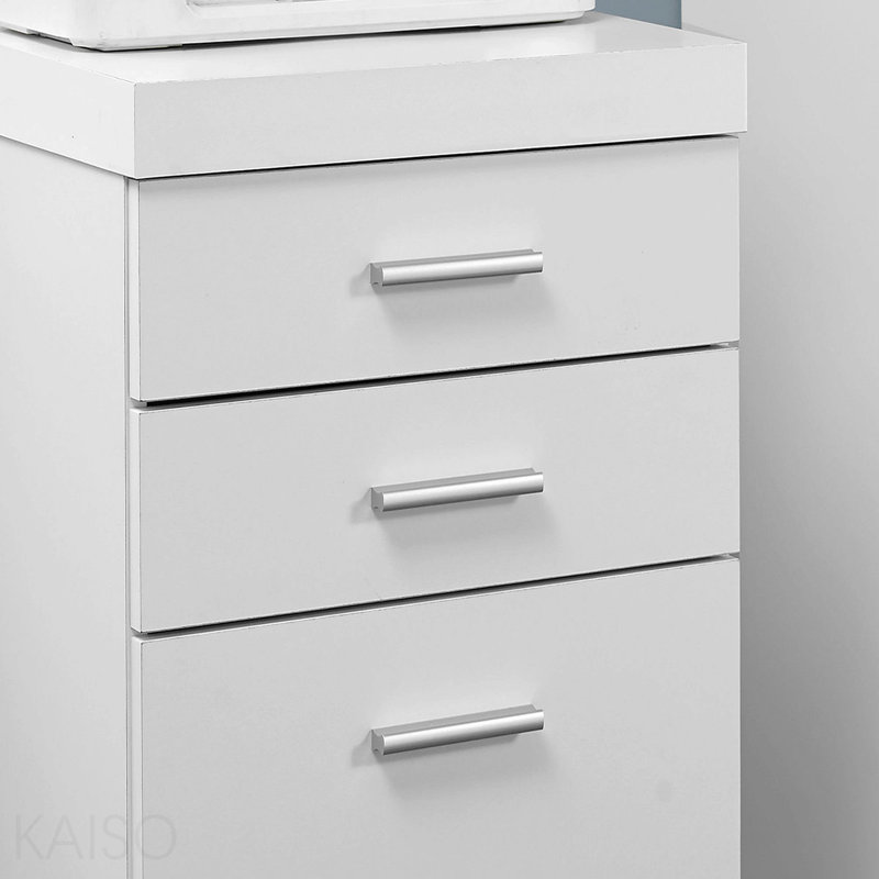 Contemporary Rolling Mobile File Cabinet With Storage Drawers & Printer Stand For Modern Office, White