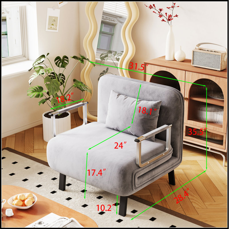 Chaise convertible polyvalente avec dossier réglable et coussin pour la maison et le bureau, parfaite pour le confort et la fonctionnalité