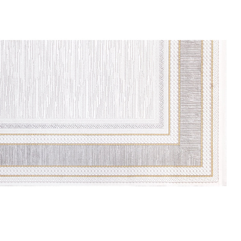 Luxueux tapis gris de 3,3 x 6,6 pi | 100% acrylique, hauteur des poils: 0,4 po | Tissé à la machine avec base en coton / jute durable, 2100 g / m² | Facile à nettoyer, sécuritaire pour enlever les taches, idéal pour le décor du salon et de la chambre à coucher
