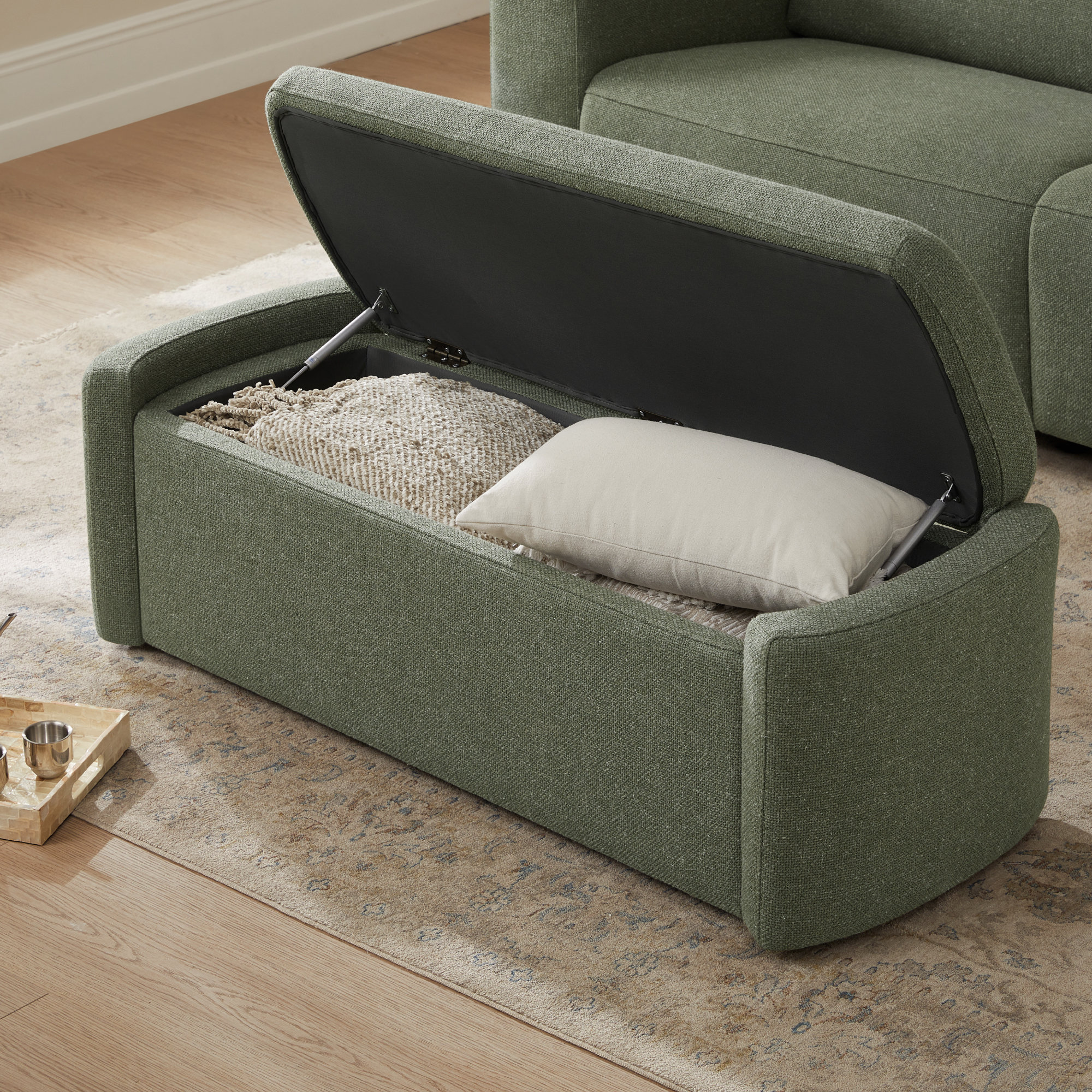 Upholstered Ottoman, Green