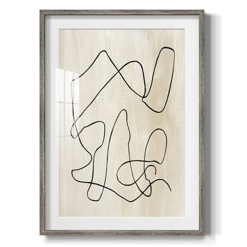 Relié II, peinture sur papier encadrée, Argent patiné