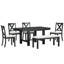 Ensemble de salle à manger extensible 6 pièces avec repose-pieds Farmhouse, 4 chaises et banc rembourrés, table de 82 po avec 2 rallonges amovibles