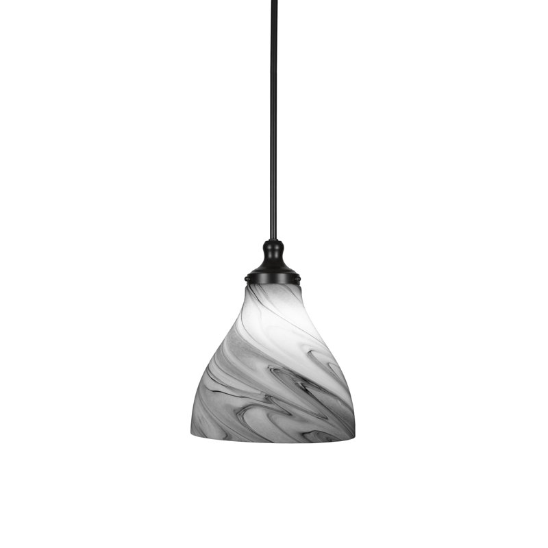 Juno Stem Hung Pendant, Matte Black, 14" H x 11.75" W x 11.75" D
