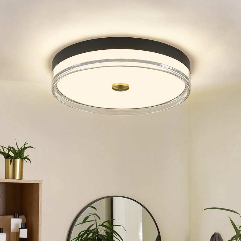 16 Inch Dimmable LED Flush Mount 5 Colors Temperatures Switch, Black